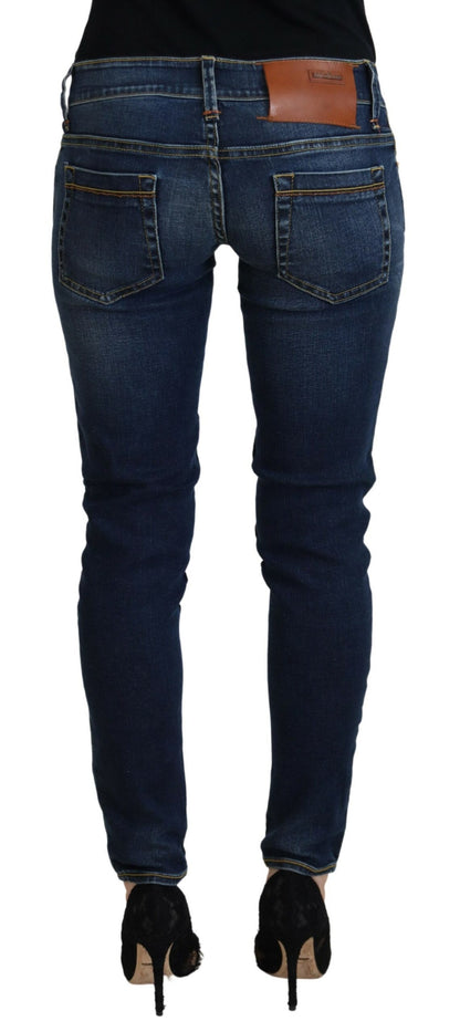 Jean décontracté pour femme, taille basse, slim, en coton bleu, Acht.