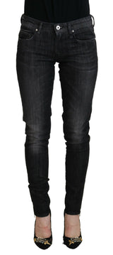 Fiorucci Black Cotton Low Waist Skinny Women Casual Jeans