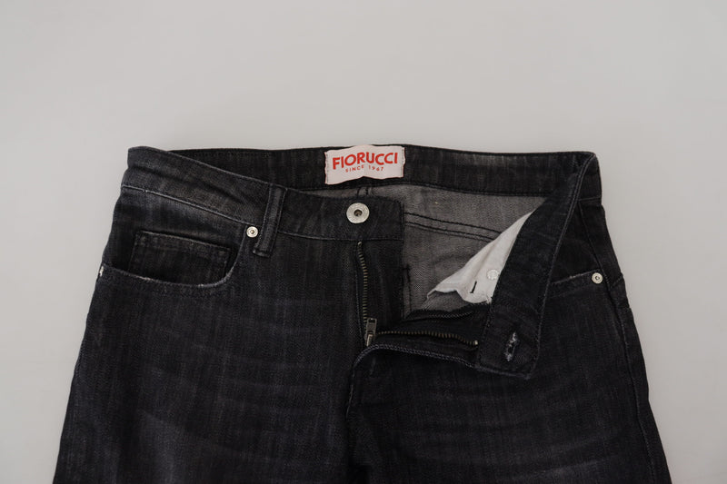 Fiorucci Jeans Femme Skinny Noirs en Coton à Taille Basse