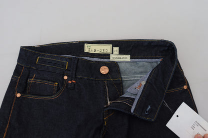Jeans décontractés pour femmes Acht, en coton bleu, taille basse, coupe slim.