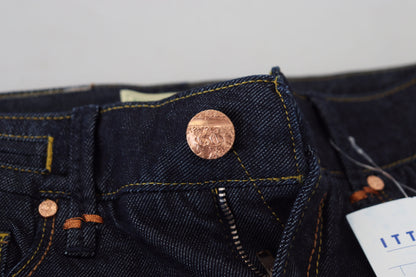 Jeans décontractés pour femmes Acht, en coton bleu, taille basse, coupe slim.