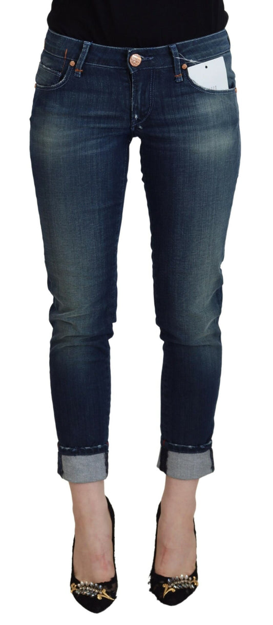 Jeans en jean décontracté pour femme, coupe slim, en coton bleu, Acht.