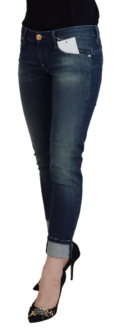 Jeans en jean décontracté pour femme, coupe slim, en coton bleu, Acht.