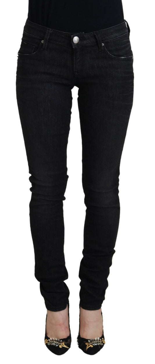 Jeans en jean décontracté pour femme, coupe slim, coton noir, Acht.
