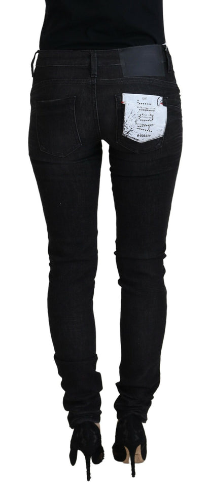 Jeans en jean décontracté pour femme, coupe slim, coton noir, Acht.