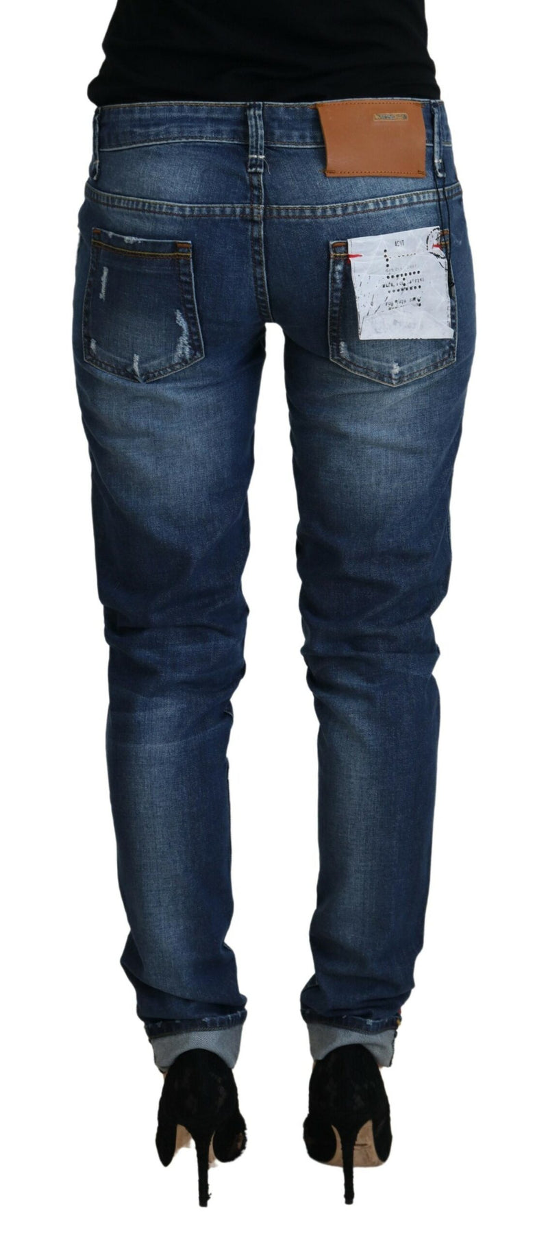 Acht Blue Washed Cotton Slim Fit Women's Denim Jeans