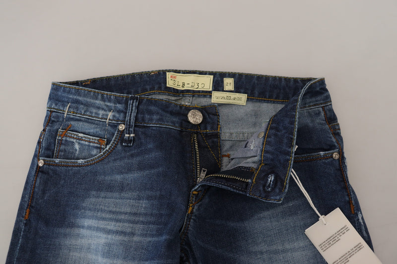Acht Blue Washed Cotton Slim Fit Women's Denim Jeans