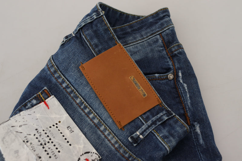 Acht Blue Washed Cotton Slim Fit Women's Denim Jeans