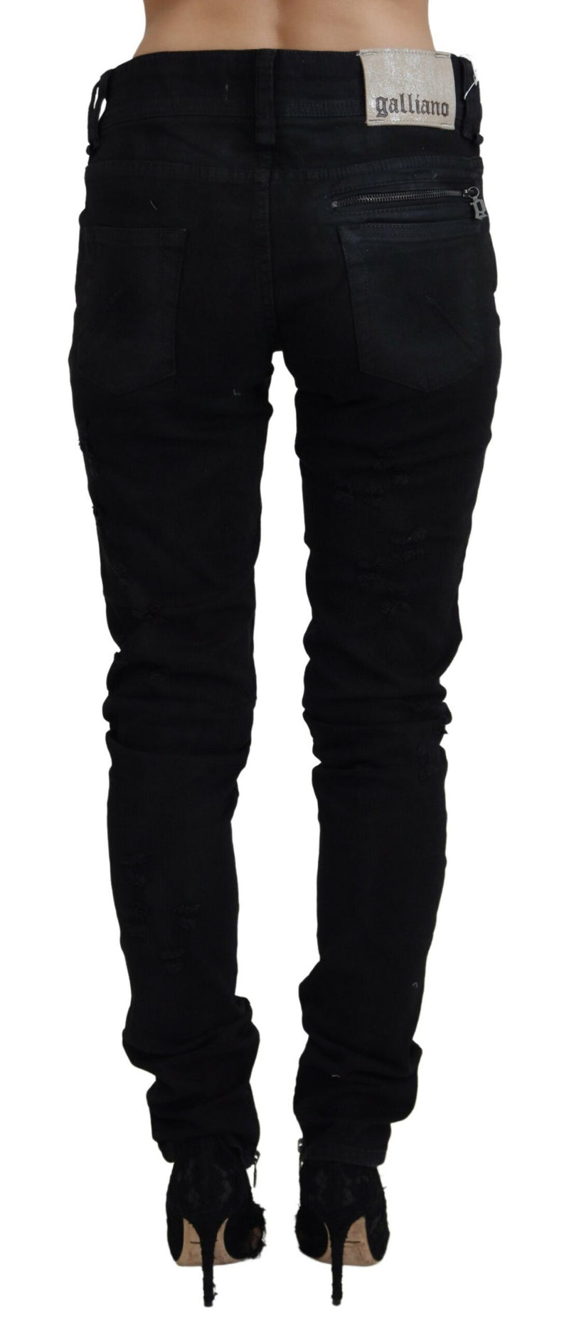 Jean Skinny Slim Fit Noir en Coton John Galliano