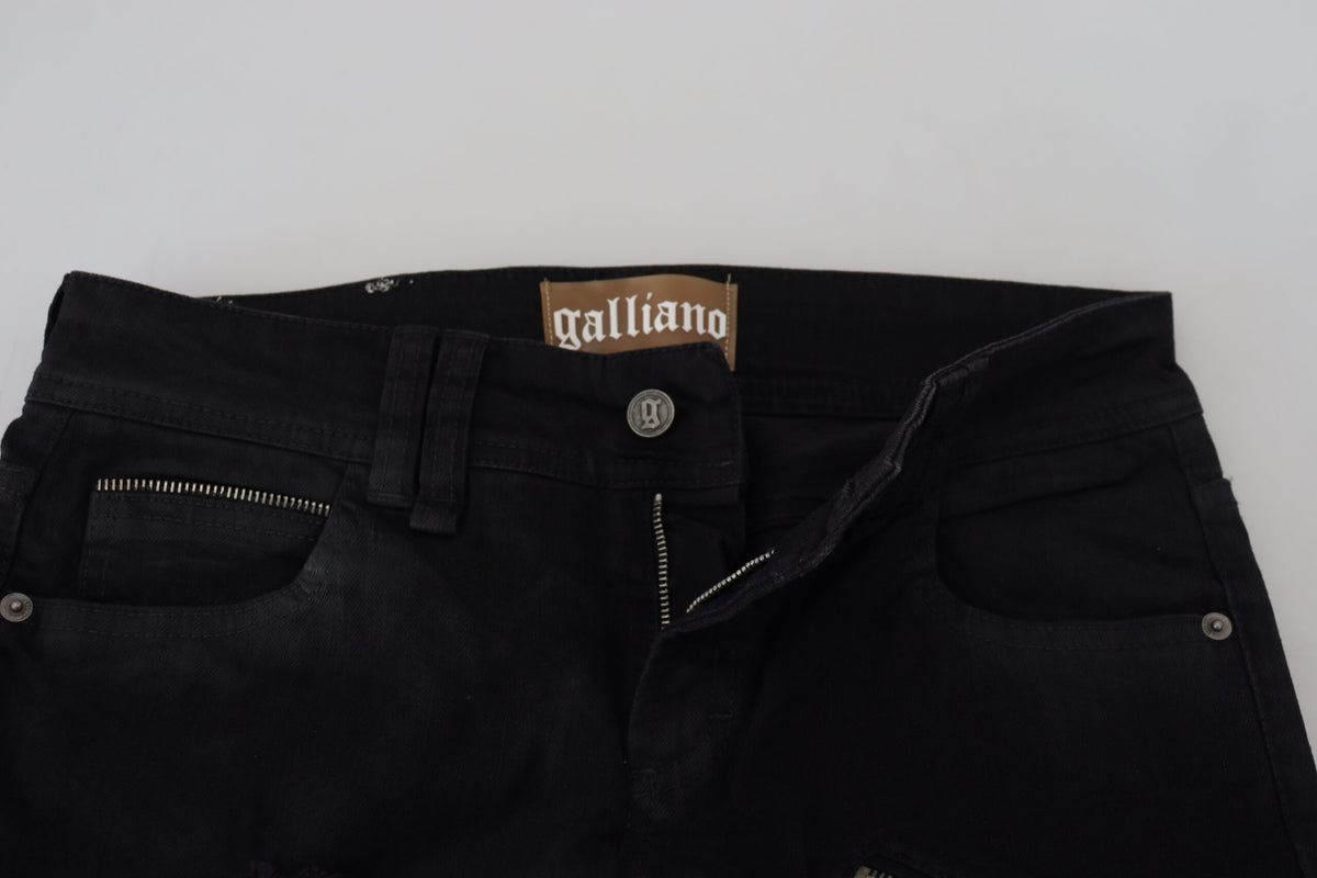 Jean Skinny Slim Fit Noir en Coton John Galliano