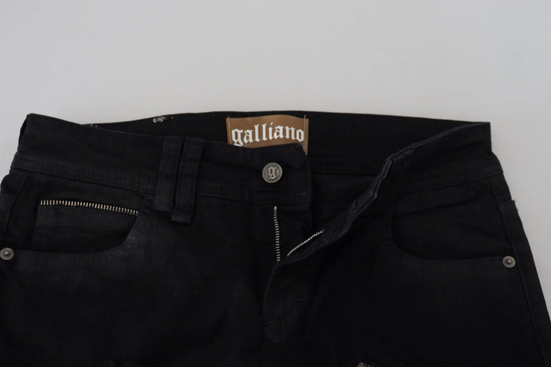 Jean Skinny Slim Fit Noir en Coton John Galliano