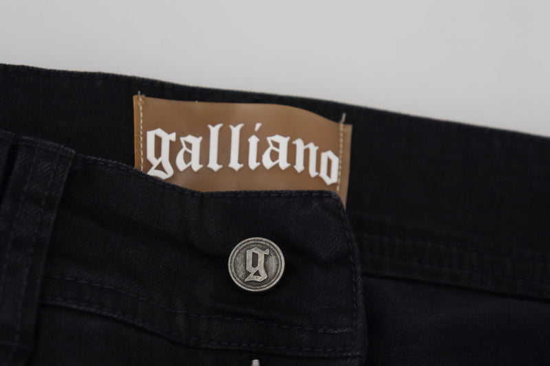 Jean Skinny Slim Fit Noir en Coton John Galliano