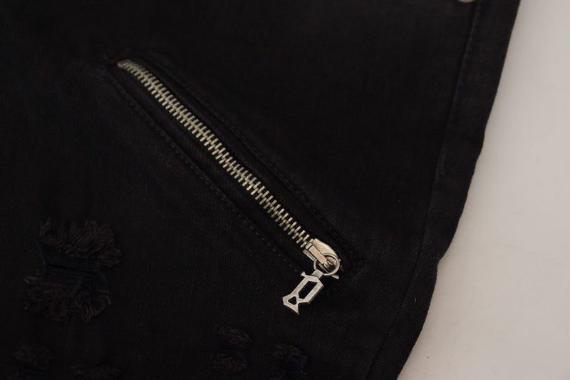 Jean Skinny Slim Fit Noir en Coton John Galliano