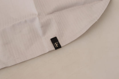 Top Ferre en coton rayé gris clair, sans manches et avec col.