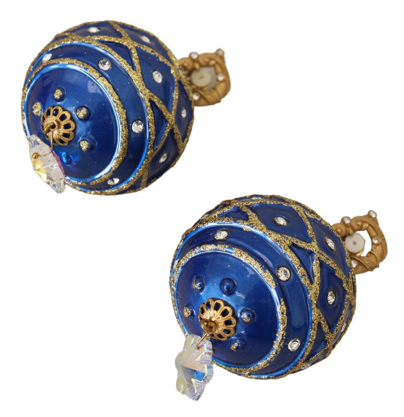 Boucles d'oreilles clip en cristal bleu et laiton doré Dolce & Gabbana