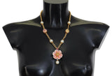 Collier Floral Cristaux Roses en Doré Dolce & Gabbana