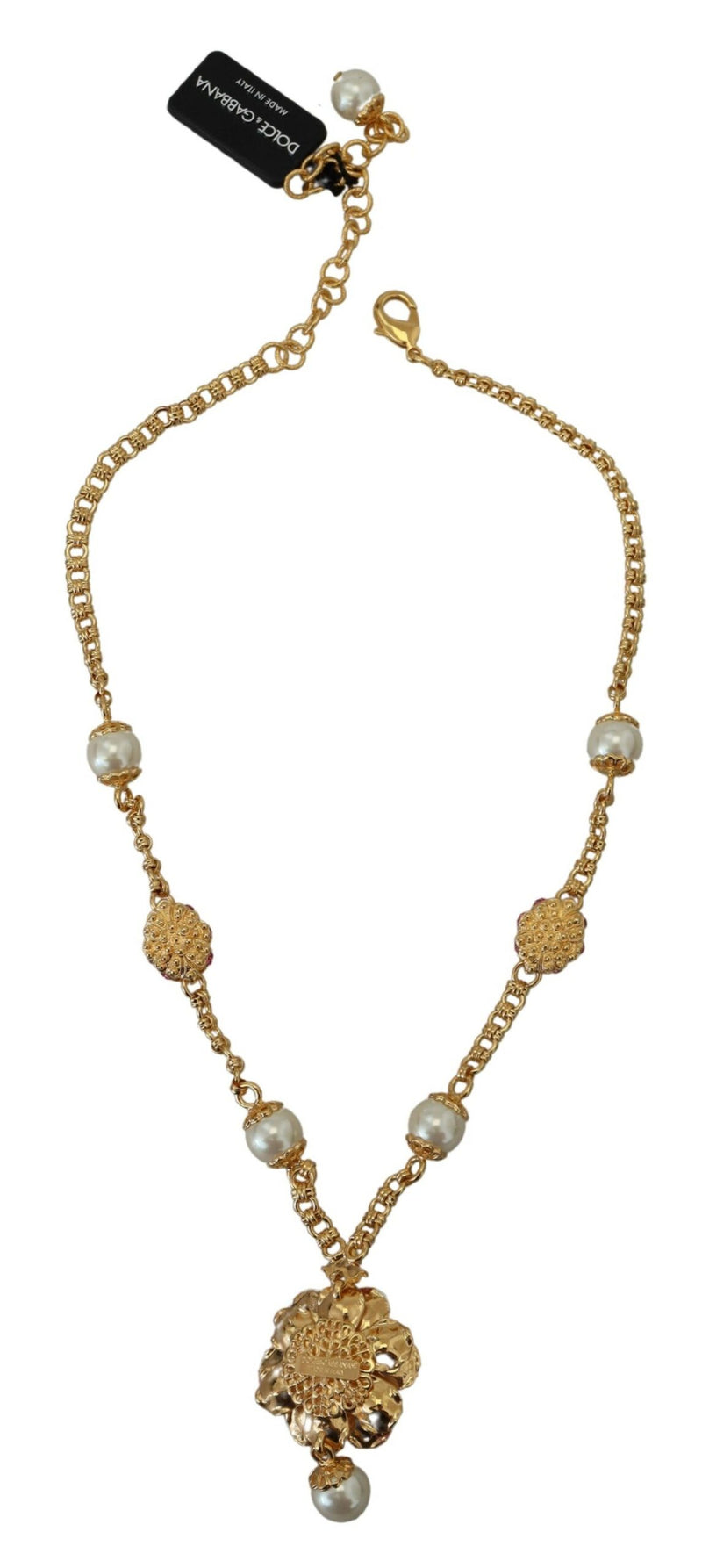 Collier Floral Cristaux Roses en Doré Dolce & Gabbana