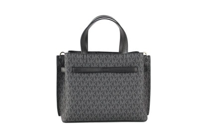 Sac à main bandoulière Michael Kors Emilia, petit modèle noir, en PVC, signature