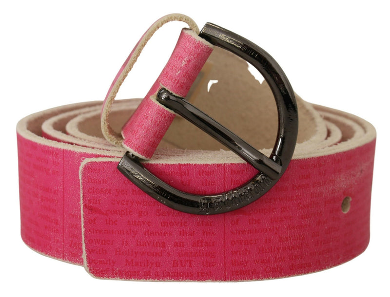 Ceinture à boucle ronde en cuir rose John Galliano