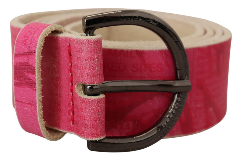 Ceinture à boucle ronde en cuir rose John Galliano