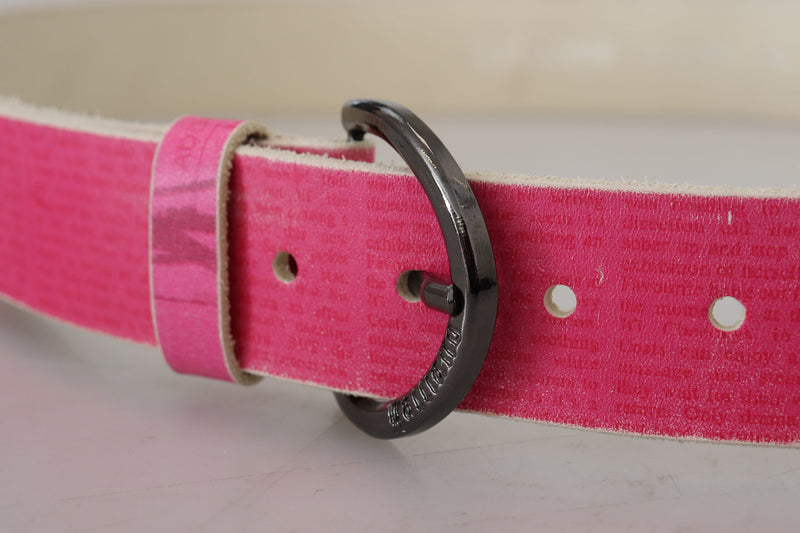 Ceinture à boucle ronde en cuir rose John Galliano