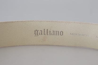 Ceinture à boucle ronde en cuir rose avec logo John Galliano