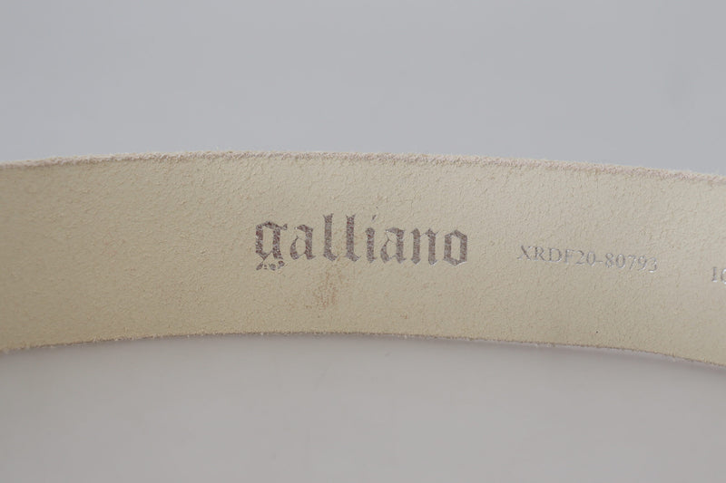 Ceinture à boucle ronde en cuir rose John Galliano