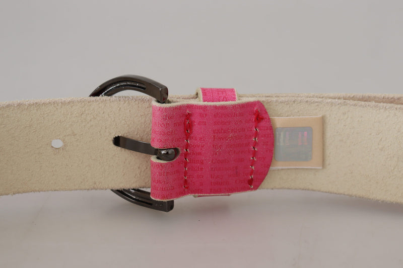 Ceinture à boucle ronde en cuir rose John Galliano