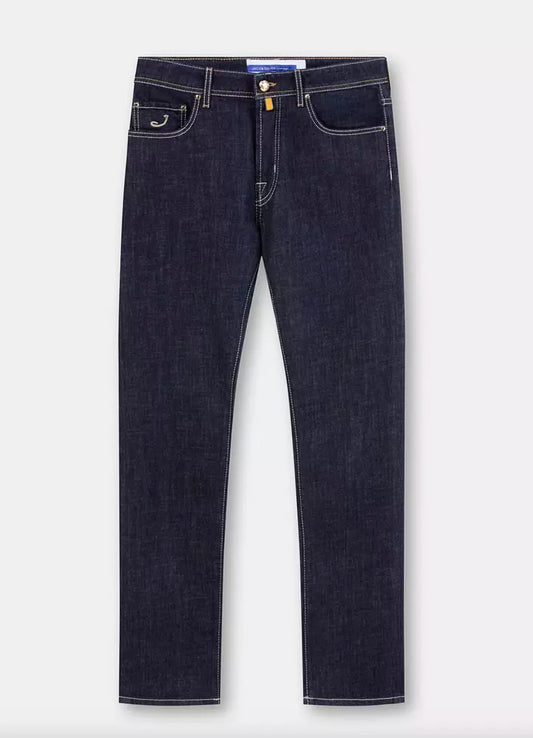 Jacob Cohen blauwe katoenen herenjeans met rechte pijpen