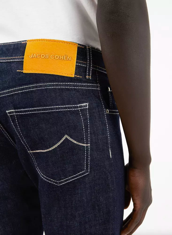 Jacob Cohen blauwe katoenen herenjeans met rechte pijpen