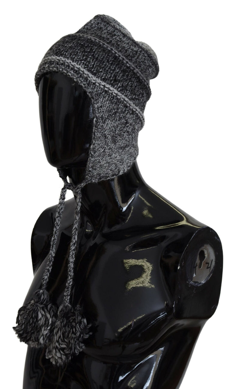 Bonnet en tricot polaire gris chaud avec cache-oreilles Dolce & Gabbana