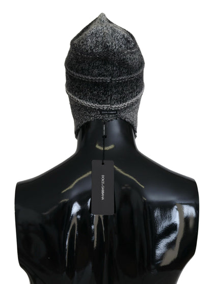 Bonnet en tricot polaire gris chaud avec cache-oreilles Dolce & Gabbana