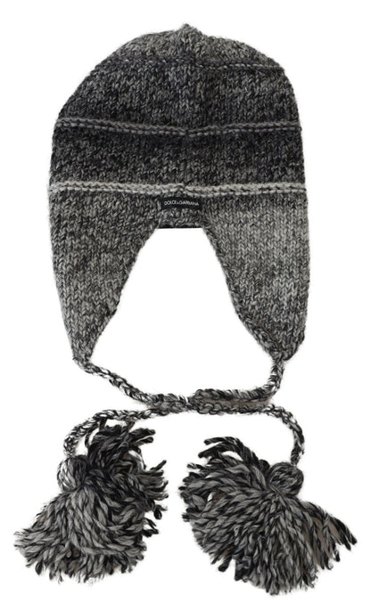 Bonnet en tricot polaire gris chaud avec cache-oreilles Dolce & Gabbana