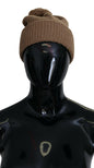Bonnet d'hiver en fourrure tricotée marron uni Dolce & Gabbana