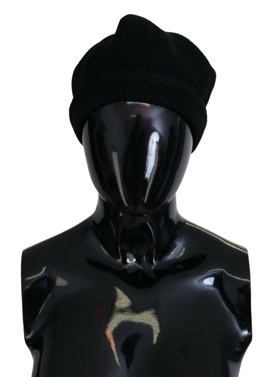 Bonnet d'hiver en laine vierge noire Dolce & Gabbana pour femme
