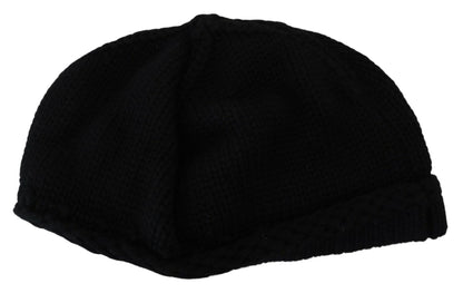 Bonnet d'hiver en laine vierge noire Dolce & Gabbana pour femme