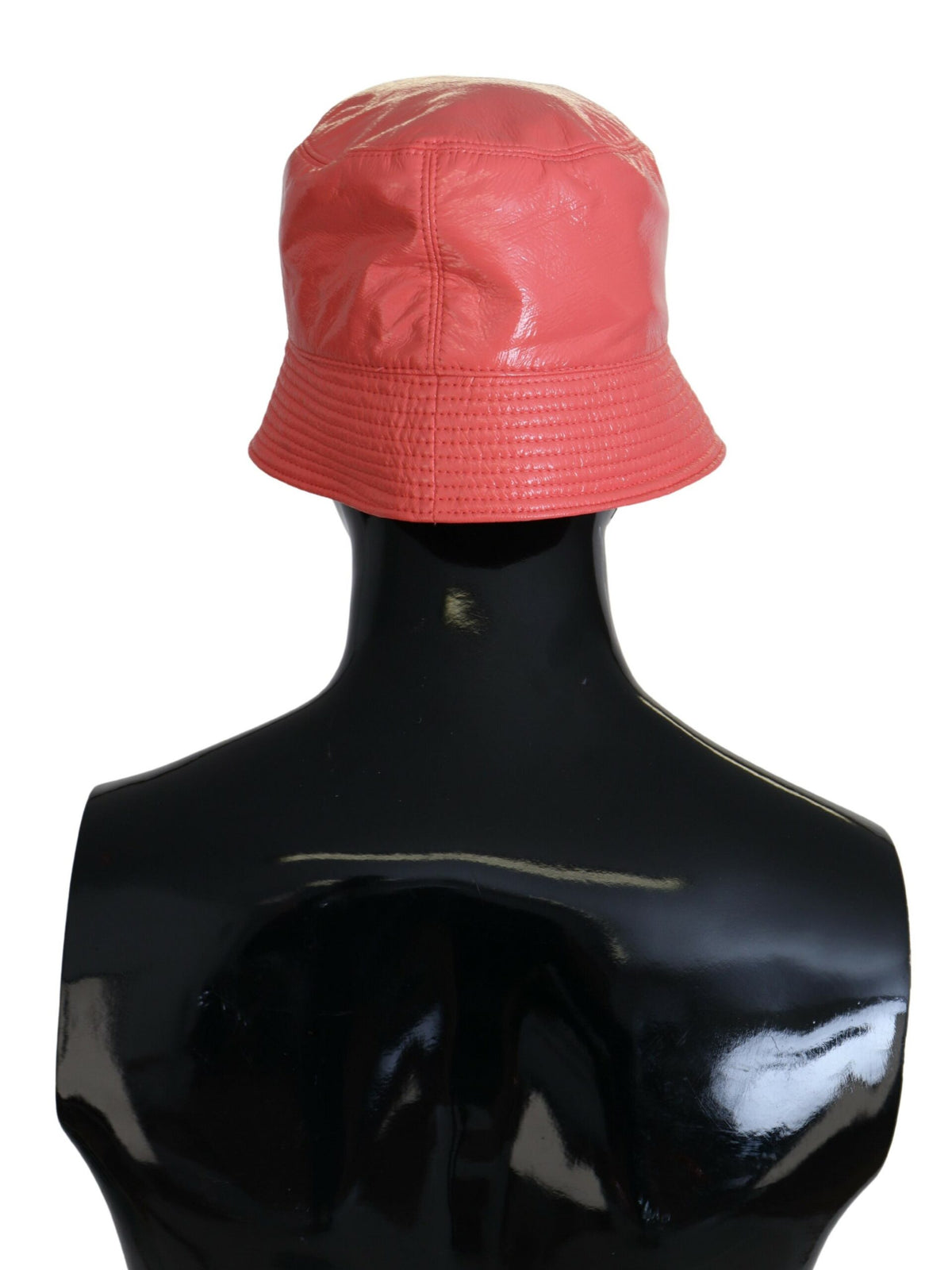 Dolce & Gabbana Peach Quilted Faux Leather Bucket Cap Hat