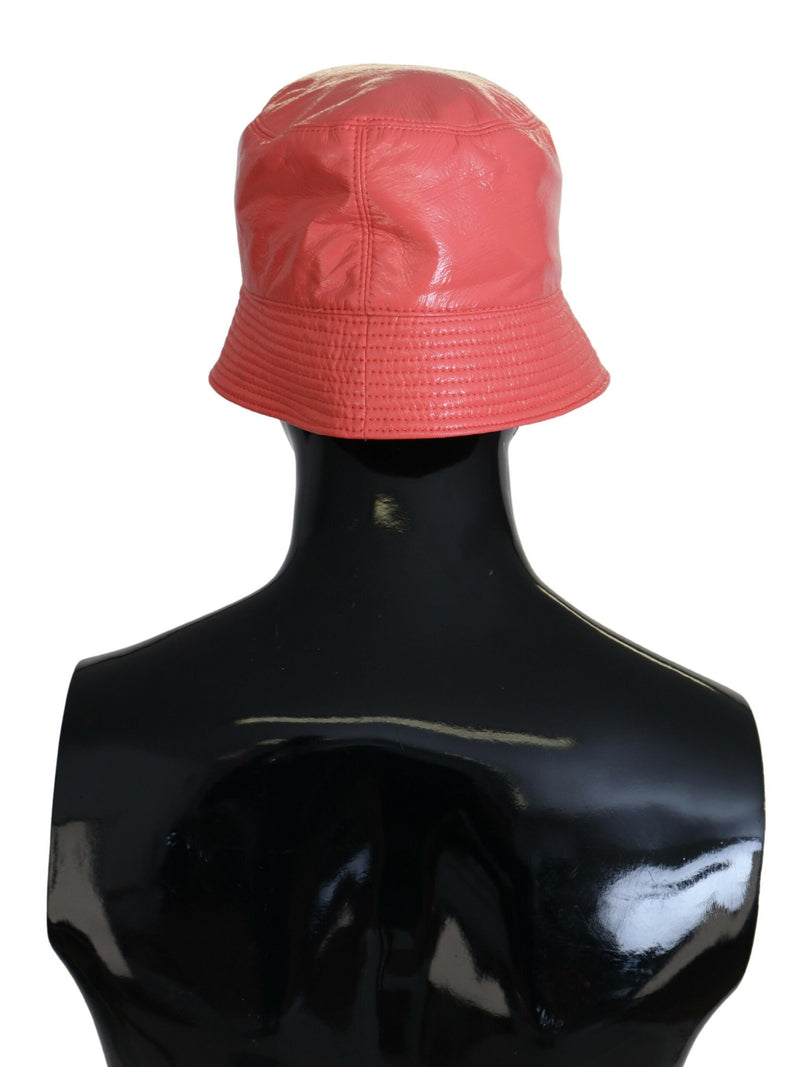 Dolce & Gabbana Peach Quilted Faux Leather Bucket Cap Hat