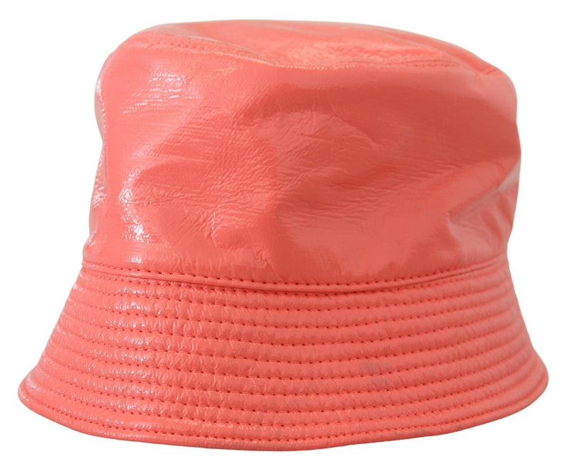 Dolce & Gabbana Peach Quilted Faux Leather Bucket Cap Hat
