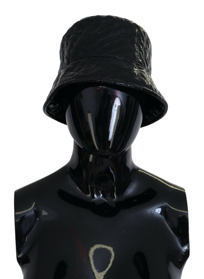Chapeau bob en similicuir matelassé noir Dolce & Gabbana pour femme