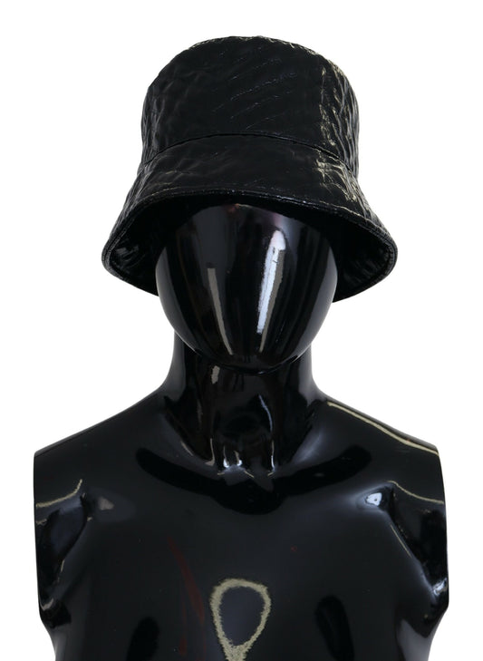 Chapeau bob en similicuir matelassé noir Dolce & Gabbana pour femme