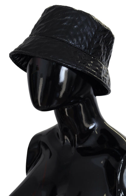 Chapeau bob en similicuir matelassé noir Dolce & Gabbana pour femme