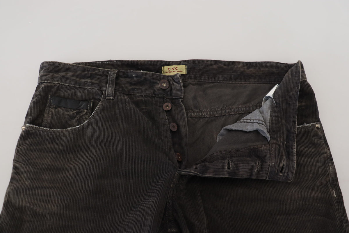 Costume National - Jeans décontractés en sergé de coton gris pour homme