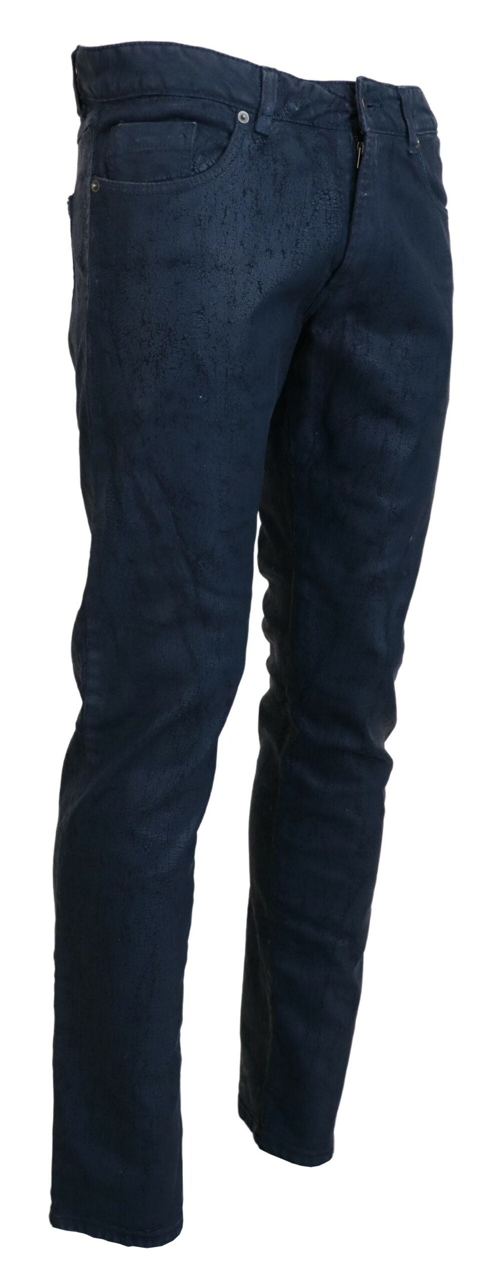 Jeans en jean décontracté pour homme, coupe fuselée et slim, en coton bleu Exte.