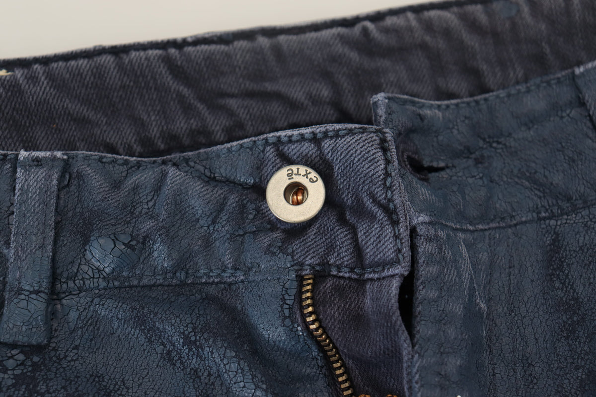 Jeans en jean décontracté pour homme, coupe fuselée et slim, en coton bleu Exte.