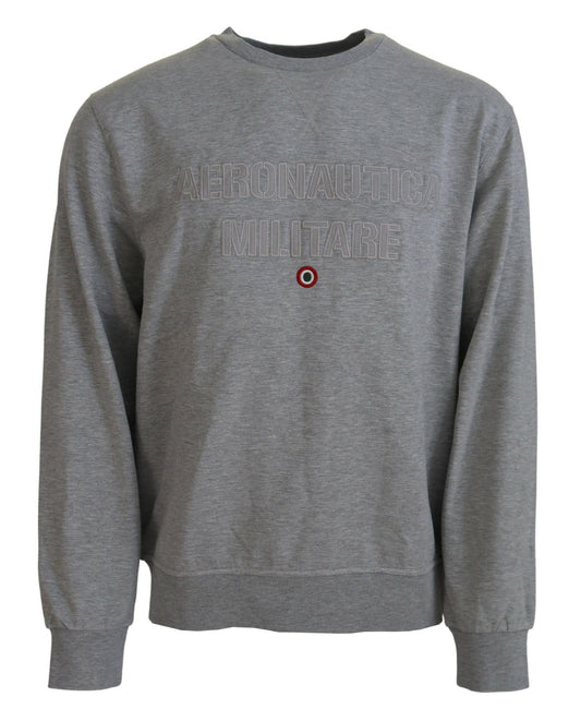 Pull en coton gris à capuche pour homme Aeronautica Militare