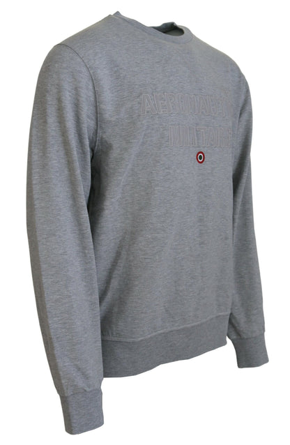 Pull en coton gris à capuche pour homme Aeronautica Militare