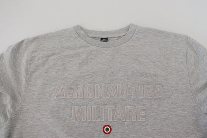 Pull en coton gris à capuche pour homme Aeronautica Militare