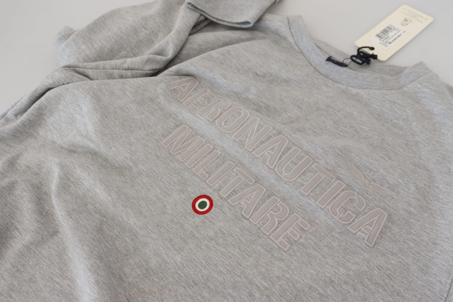 Pull en coton gris à capuche pour homme Aeronautica Militare