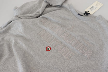 Pull en coton gris à capuche pour homme Aeronautica Militare